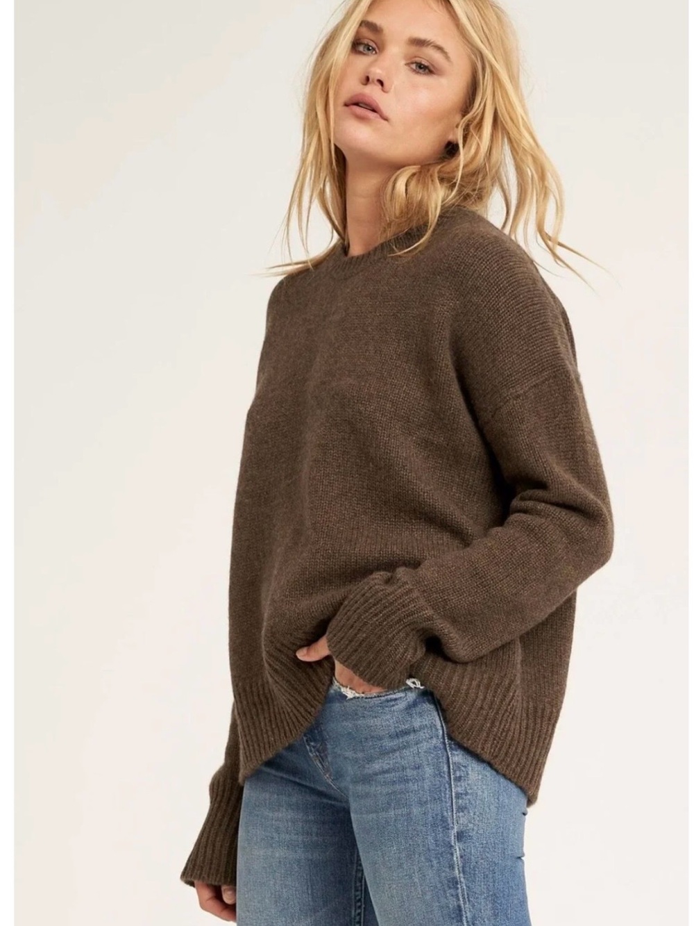 Naked Cashmere women’s oversized crewneck sweater in truffle